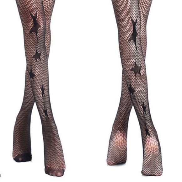 Sexy Sheer Stretchy Black Star Fishnet Tights - Picture 3 of 3